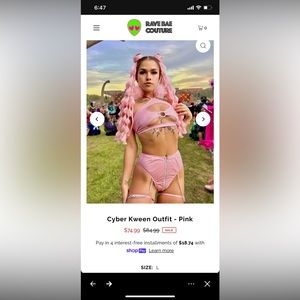 Rave bae couture 2 piece pink set 💕 cyber kween outfit